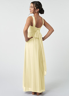 Azazie Kora Junior Lemon Sorbet A-Line Pleated Chiffon Dress image4