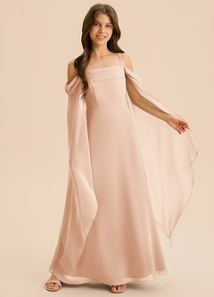 Azazie Moana Junior Linia A Pofałdowany Szyfon Długość podłogi Młodsza druhna Sukienka image6