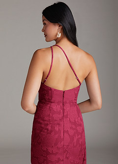 Azazie Mika Jurken voor bruidsmeisjes Jurk van Bloemen Burn-out met Kolom One-Shoulder Bourgondië image6