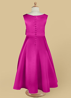 Azazie Lindy Flower Girl Dresses Fuchsia A-Line Pleated Matte Satin Dress image14