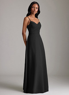 Azazie Kali Brudtärnklänningar Klä av A-Linje i Chiffong Plisserad Svart image3