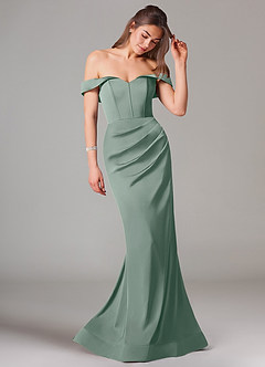 Azazie Everly Final Sale Amethyst Mermaid Off the Shoulder Stretch Satin Convertible Dress image6