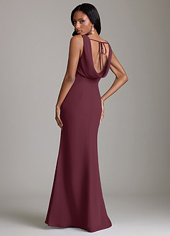 Azazie Linelle 신부 들러리 드레스 인어 주름진 쉬폰 바닥 길이 드레스 image2