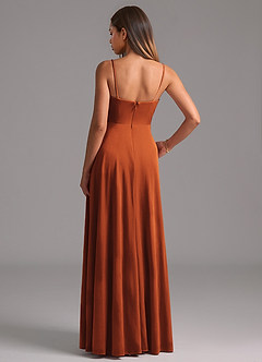 Azazie Elle Bridesmaid Dresses Burnt Orange A-Line with Pockets Velvet Dress image3