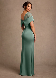 Azazie Henrieta Mother of the Bride Dresses Eucalyptus Sheath Lace Stretch Satin Dress image2