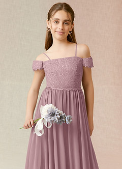 Azazie Vidia A-Line Off the Shoulder Chiffon Floor-Length Junior Bridesmaid Dress image5