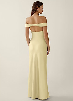 Gwendonme Lemon Sorbet Satin Crystal Linen Prom Dress image3