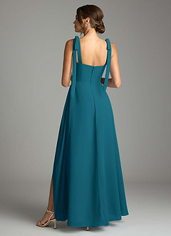 Azazie Debra Bridesmaid Dresses Ink Blue A-Line with Pockets Chiffon Convertible Dress image10