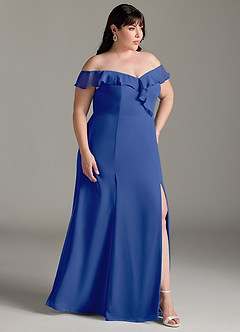 Azazie Sophie Bridesmaid Dresses Royal Blue A-Line Off the Shoulder Chiffon Convertible Dress image10