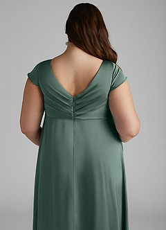 Azazie Allessia Maternity Bridesmaid Dresses A-Line Pleated Stretch Satin Floor-Length Dress image11