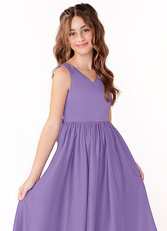 Azazie Hathaway Junior Tahiti A-Line Bow Matte Satin Dress image5