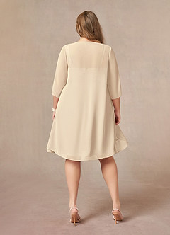 Azazie Olivia Mother of the Bride Dresses Champagne A-Line Square Neckline Pleated Chiffon Dress image8