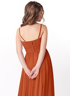 Azazie Astrid Junior Burnt Orange A-Line Floral Chiffon Dress image4