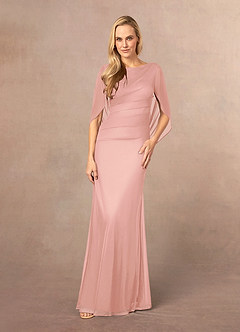 Azazie Belladonna Mère de la mariée Robes Robe Sirène en Maille Pliée à l'encolure Rosette image2