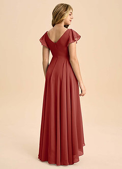 Azazie Caria Junior Robe Trapèze en Mousseline de soie Plissée Terracotta image2