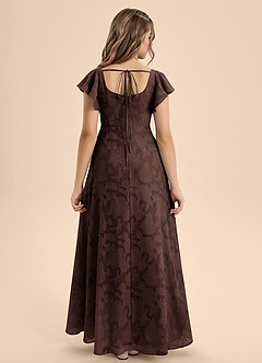 Azazie Bondi Junior Ganache A-Line Bow Floral Burnout Dress image2