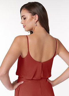 Azazie Lupe Abiti da Damigella Abito A-Line in Chiffon Blouson con Scollo a U Terracotta image6