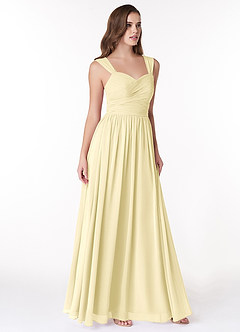 Azazie Zapheira Bridesmaid Dresses Lemon Sorbet A-Line Ruched Chiffon Dress image4