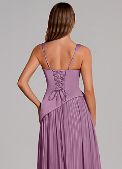 Azazie Stephanie Bridesmaid Dresses Wisteria A-Line Pleated Stretch Satin Dress image2