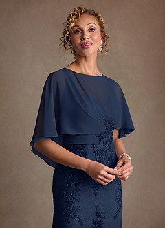 Azazie Amrita Mother of the Bride Dresses Dark Navy Mermaid Lace Chiffon Dress image5