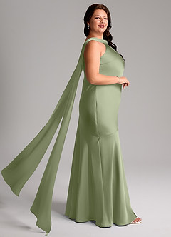 Azazie Kinsley Kleider zum Anprobieren zu Hause Meerjungfrau-Linie Seitliche Cut-Outs Stretch-Satin Kleid Schwarz image9