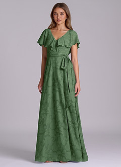 Azazie Lainey Brudtärnklänningar Klä av A-Linje i Blommig Utbrändhet med fickor Eukalyptus image4