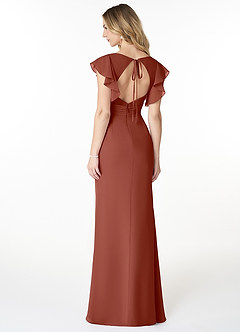 Azazie Val Bridesmaid Dresses Auburn Mermaid V-Neck Keyhole Chiffon Dress image2