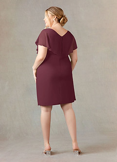 Azazie Julia Mother of the Bride Dresses Cabernet Sheath V-Neck Pleated Chiffon Dress image9
