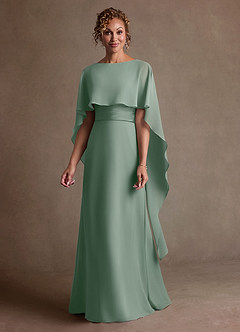 Azazie Marilla Mère de la mariée Robes Robe Trapèze en Mousseline de soie Plissée Sauge D'argent image4