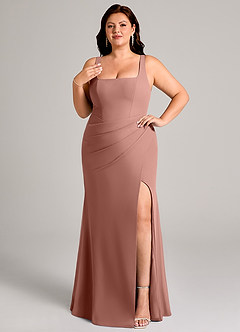 Azazie Mero Bridesmaid Dresses Cedar Rose Sheath Pleated Chiffon Dress image11