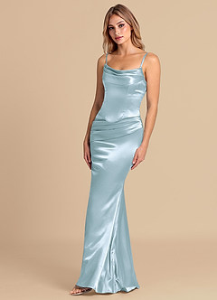 Azazie Sorrel 신부 들러리 드레스 인어 코르셋 메탈릭 새틴 바닥 길이 드레스 image4