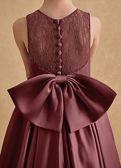 Azazie Sammy Blumenmädchenkleider A-Linie Spitze Matte Satin Kleid Wüstenrose image6