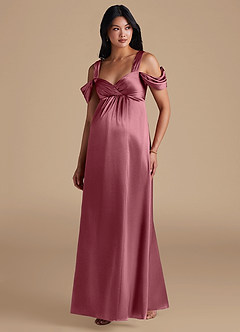 Azazie Rhea Abiti da damigella d'onore premaman Abito A-Line Plissettato Raso Metallizzato Floor-Length image5