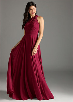 Azazie Charlize Robes de demoiselle d'honneur Robe Trapèze en Mousseline de soie Asymétrique Bourgogne image3