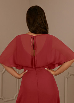 Azazie Oksana Mother of the Bride Dresses Rust A-Line V-Neck Pleated Chiffon Dress image5
