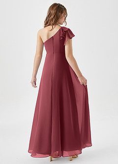 Azazie Arabella Junior Merlot A-Line Ruched Chiffon Dress image2
