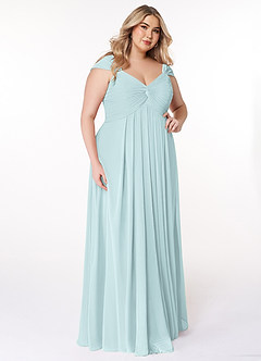 Azazie Kaitlynn Bridesmaid Dresses Mist Empire Ruched Chiffon Convertible Dress image12