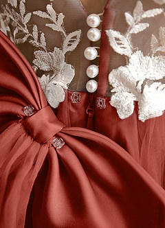 Azazie Mixie vestidos de niña de las flores Vestido de Terracota de Encaje de Corte Princesa image8