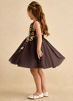 Azazie Prima Flower Girl Dresses Ganache A-Line Bow Tulle Dress image4