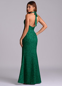 Azazie Valerie Final Sale Emerald Mermaid Pleated Floral Burnout Dress image6