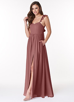 Azazie Metz Bridesmaid Dresses Desert Rose A-Line Sweetheart Ruched Chiffon Dress image4