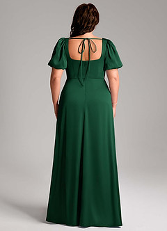 Azazie Fyona Bridesmaid Dresses Dark Green A-Line Pleated Stretch Satin Dress image9