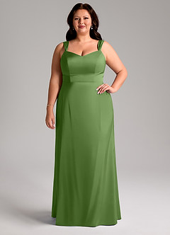 Azazie Denice Robes de demoiselle d'honneur Robe Fourreau en Satin extensible Plissée Basilic image5