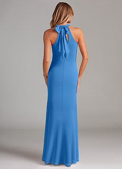 Azazie Doretta Bridesmaid Dresses Blue Jay Mermaid Pleated Chiffon Dress image2