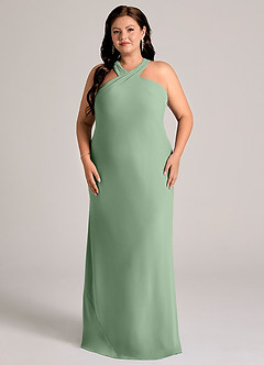 Azazie Doretta Bridesmaid Dresses Matcha Mermaid Pleated Chiffon Dress image1
