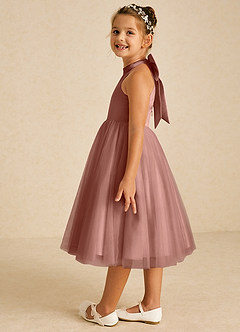 Azazie Dora Flower Girl Dresses Cedar Rose A-Line Bow Tulle Dress image4