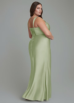 Azazie Agustina Bridesmaid Dresses Dusty Sage Mermaid Corset Stretch Satin Dress image8