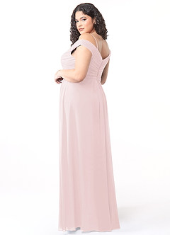 Azazie Audrianna Bridesmaid Dresses Blushing Pink A-Line Off-The-Shoulder Gathered Chiffon Convertible Dress image10