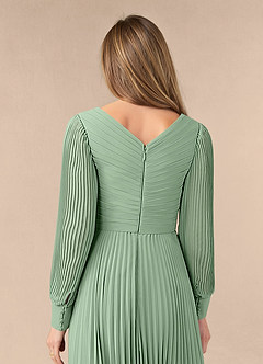 Azazie Zina Mother of the Bride Dresses Matcha A-Line Pleated Chiffon Dress image6