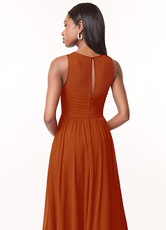 Azazie Nina Bridesmaid Dresses Paprika A-Line Pleated Chiffon Dress image3